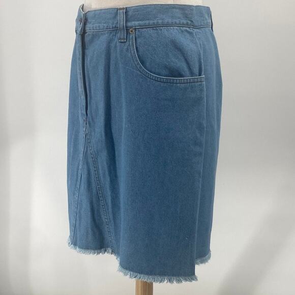 Vintage 90s Bill Blass Jeans Denim Mini Skirt High Waist Cotton Light Blue 12 - Picture 3 of 7
